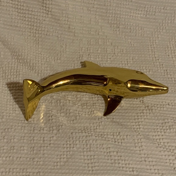 Mid-Century Modern Brass Dolphin Figurine - Picture 4 of 7